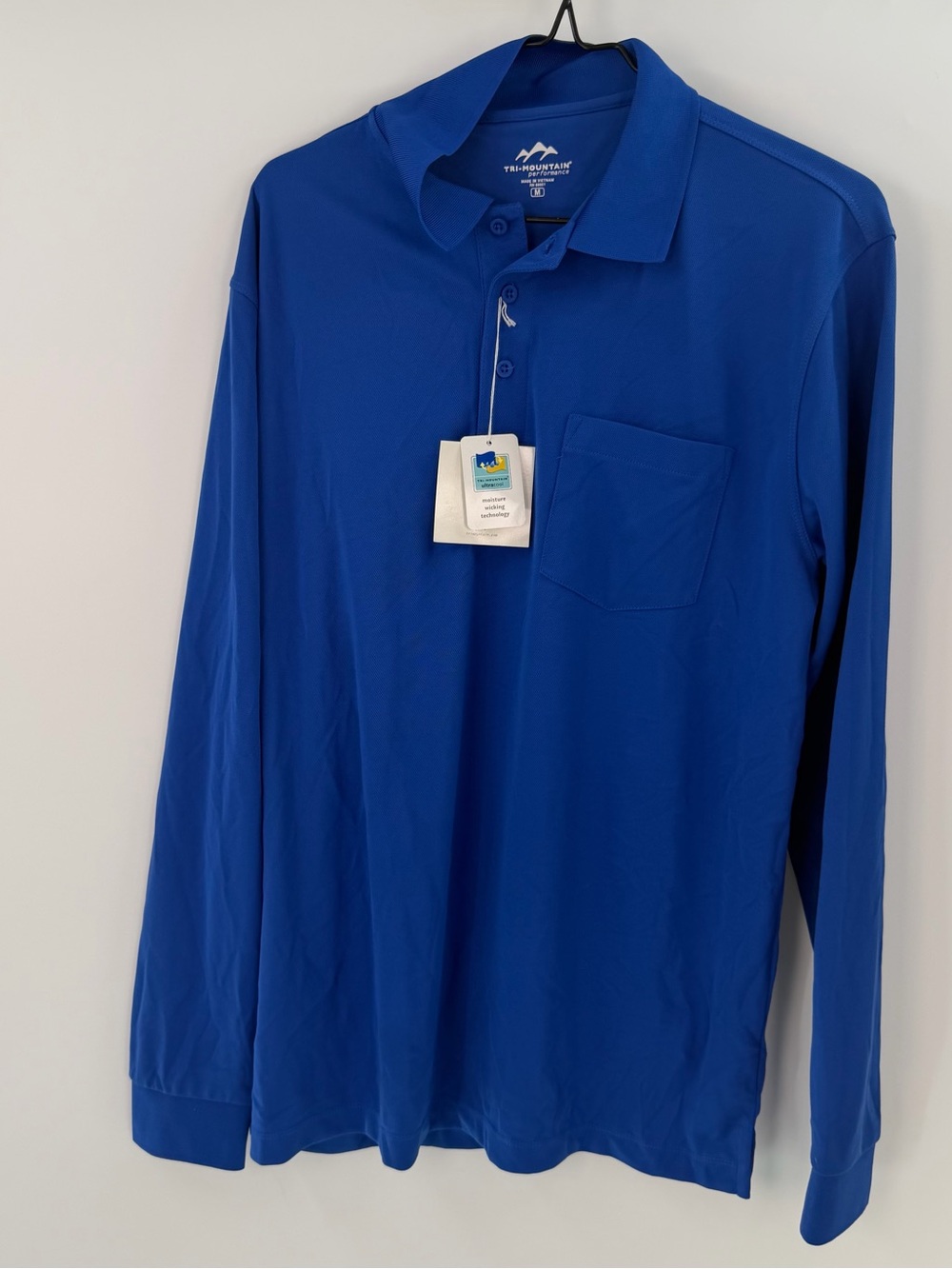 Tri-Mountain Blue Long Sleeve Polo Shirt Men’s Medium NWT